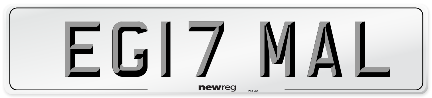 EG17 MAL Number Plate from New Reg